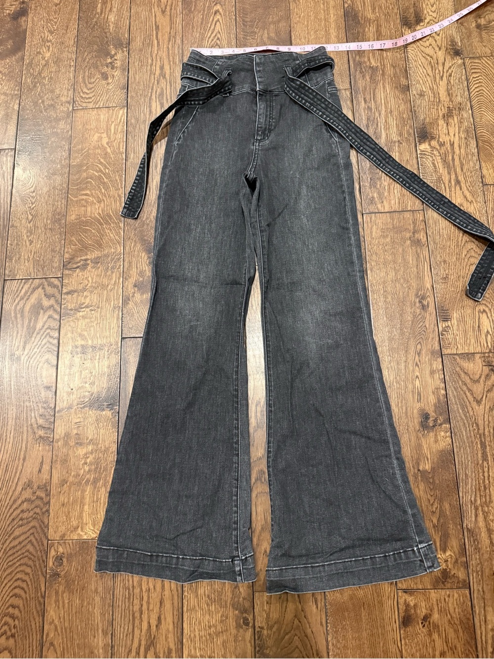 Altar'd State Black High-Waist Wide-Leg Jeans with Waist Tie